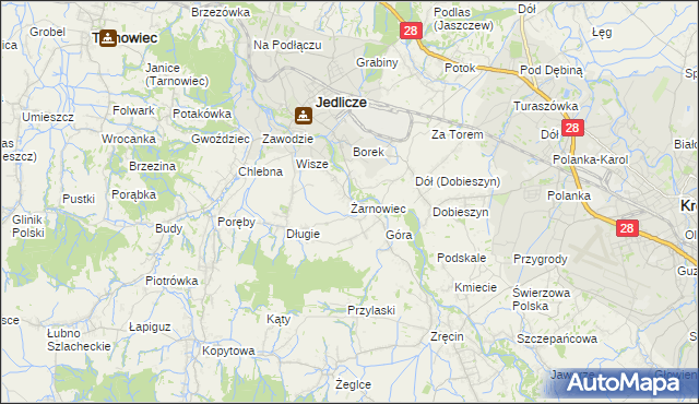 mapa Żarnowiec gmina Jedlicze, Żarnowiec gmina Jedlicze na mapie Targeo