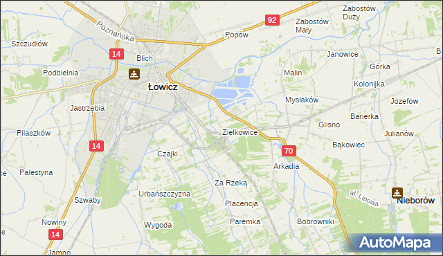 mapa Zielkowice, Zielkowice na mapie Targeo