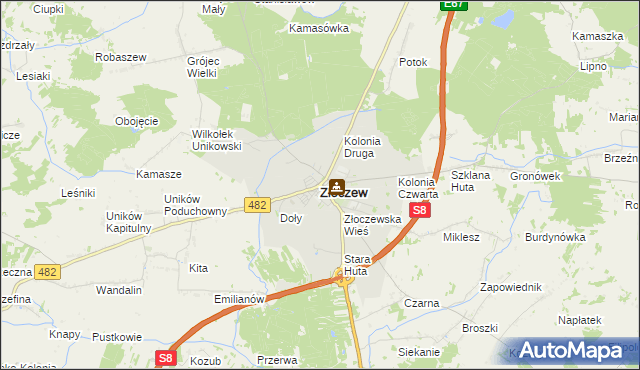 mapa Złoczew, Złoczew na mapie Targeo