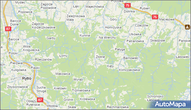 mapa Złotne, Złotne na mapie Targeo