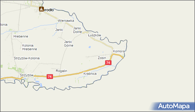 mapa Zosin gmina Horodło, Zosin gmina Horodło na mapie Targeo