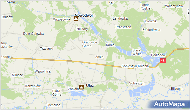 mapa Zosin gmina Ułęż, Zosin gmina Ułęż na mapie Targeo