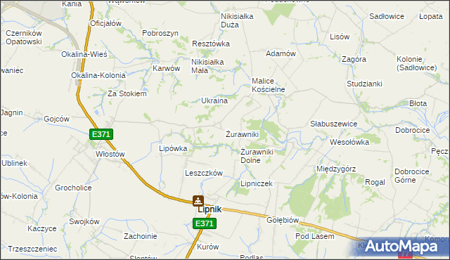 mapa Żurawniki gmina Lipnik, Żurawniki gmina Lipnik na mapie Targeo