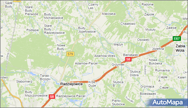 mapa Adamów-Wieś, Adamów-Wieś na mapie Targeo