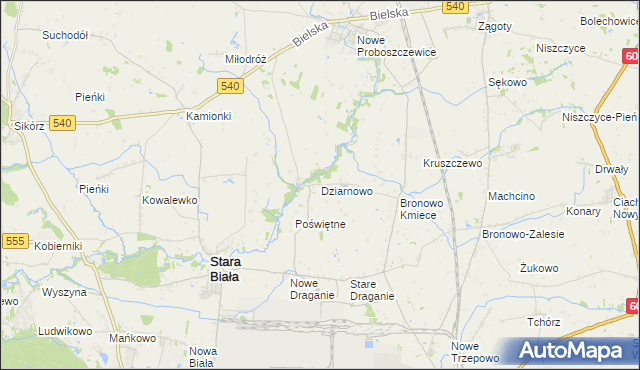 mapa Dziarnowo gmina Stara Biała, Dziarnowo gmina Stara Biała na mapie Targeo
