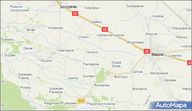 mapa Główczyn gmina Szczytniki, Główczyn gmina Szczytniki na mapie Targeo