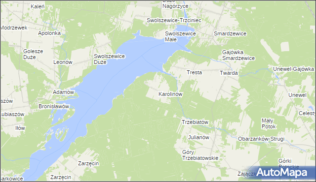 mapa Karolinów gmina Tomaszów Mazowiecki, Karolinów gmina Tomaszów Mazowiecki na mapie Targeo