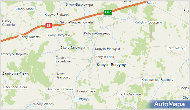 mapa Kobylin-Latki, Kobylin-Latki na mapie Targeo