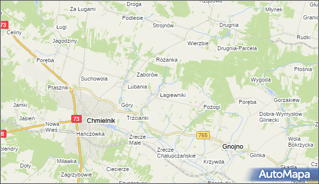 mapa Łagiewniki gmina Chmielnik, Łagiewniki gmina Chmielnik na mapie Targeo
