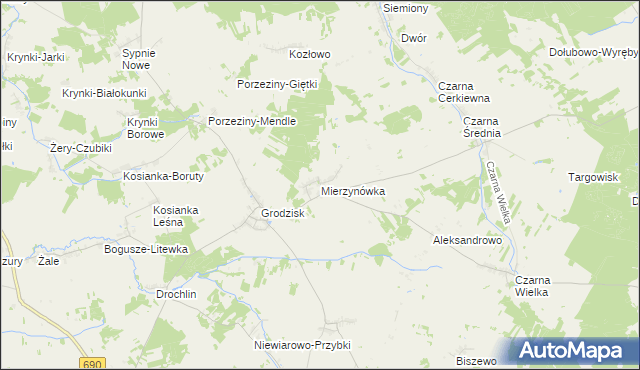 mapa Mierzynówka, Mierzynówka na mapie Targeo