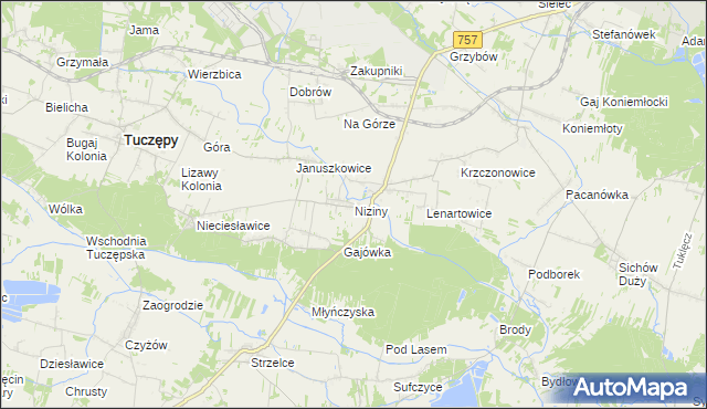 mapa Niziny gmina Tuczępy, Niziny gmina Tuczępy na mapie Targeo