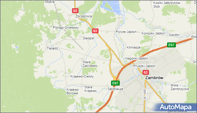 mapa Nowe Zakrzewo, Nowe Zakrzewo na mapie Targeo