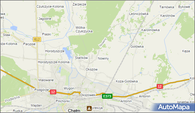 mapa Nowiny gmina Chełm, Nowiny gmina Chełm na mapie Targeo