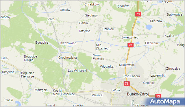 mapa Nowy Folwark gmina Busko-Zdrój, Nowy Folwark gmina Busko-Zdrój na mapie Targeo