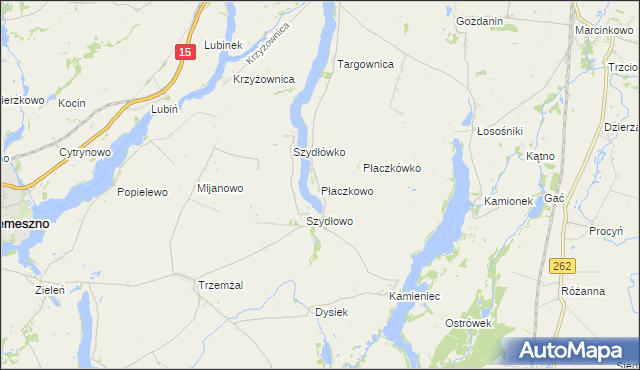 mapa Płaczkowo gmina Trzemeszno, Płaczkowo gmina Trzemeszno na mapie Targeo