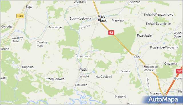 mapa Popki gmina Mały Płock, Popki gmina Mały Płock na mapie Targeo