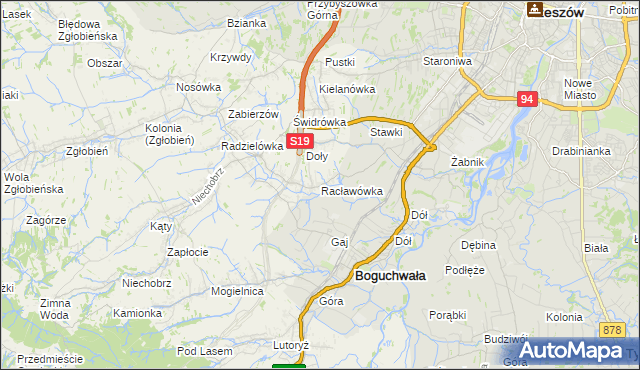 mapa Racławówka, Racławówka na mapie Targeo