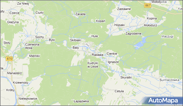 mapa Radawa, Radawa na mapie Targeo