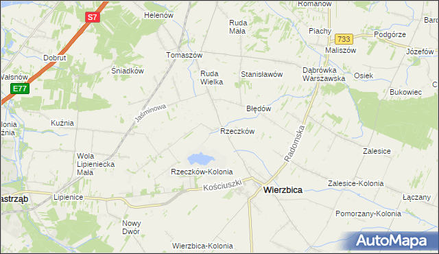 mapa Rzeczków gmina Wierzbica, Rzeczków gmina Wierzbica na mapie Targeo