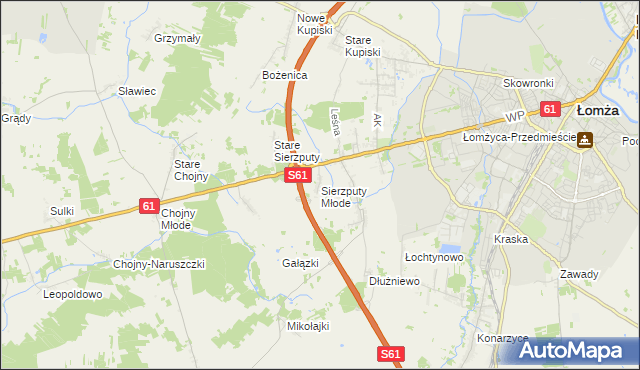 mapa Sierzputy Młode, Sierzputy Młode na mapie Targeo