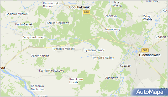 mapa Tymianki-Skóry, Tymianki-Skóry na mapie Targeo