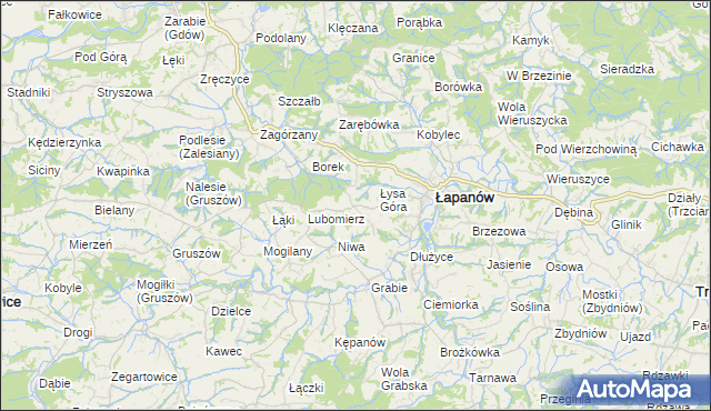 mapa Wolica gmina Łapanów, Wolica gmina Łapanów na mapie Targeo