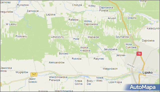 mapa Wólka Krępska, Wólka Krępska na mapie Targeo