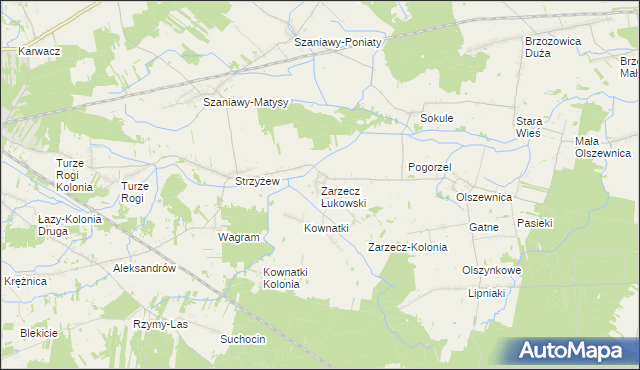 mapa Zarzecz Łukowski, Zarzecz Łukowski na mapie Targeo