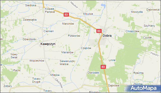 mapa Czajków gmina Dobra, Czajków gmina Dobra na mapie Targeo