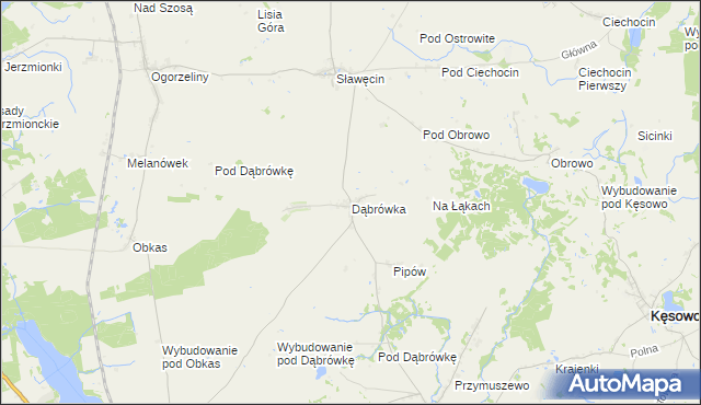 mapa Dąbrówka gmina Kamień Krajeński, Dąbrówka gmina Kamień Krajeński na mapie Targeo