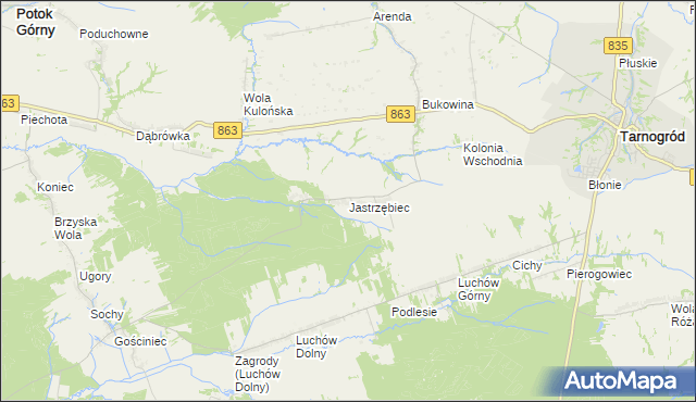 mapa Jastrzębiec gmina Kuryłówka, Jastrzębiec gmina Kuryłówka na mapie Targeo
