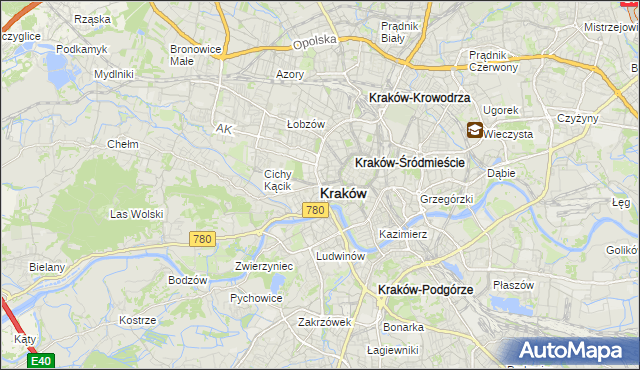 mapa Krakowa, Kraków na mapie Targeo