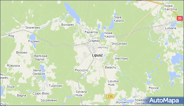 mapa Lipusz, Lipusz na mapie Targeo