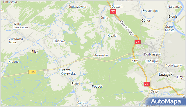 mapa Maleniska gmina Leżajsk, Maleniska gmina Leżajsk na mapie Targeo