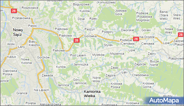 mapa Mystków, Mystków na mapie Targeo