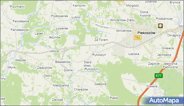 mapa Rykoszyn, Rykoszyn na mapie Targeo