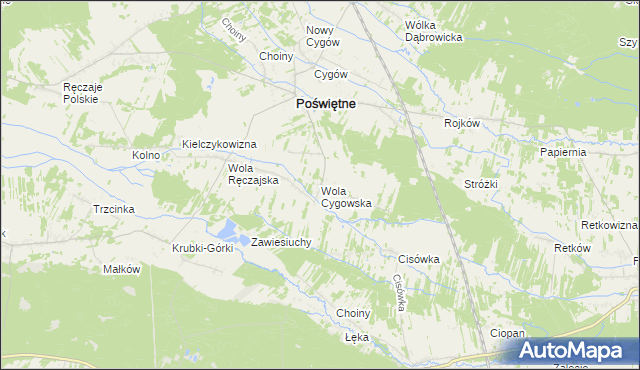 mapa Wola Cygowska, Wola Cygowska na mapie Targeo
