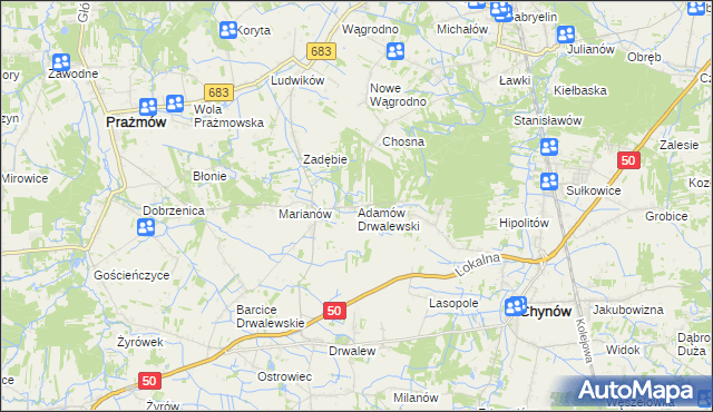 mapa Adamów Drwalewski, Adamów Drwalewski na mapie Targeo