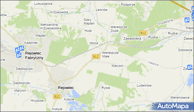 mapa Adamów gmina Rejowiec, Adamów gmina Rejowiec na mapie Targeo