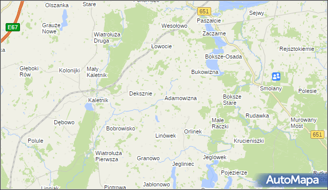 mapa Adamowizna gmina Szypliszki, Adamowizna gmina Szypliszki na mapie Targeo