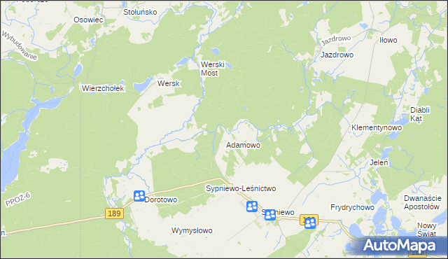 mapa Adamowo-Leśnictwo, Adamowo-Leśnictwo na mapie Targeo