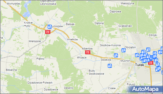 mapa Albertów gmina Turek, Albertów gmina Turek na mapie Targeo