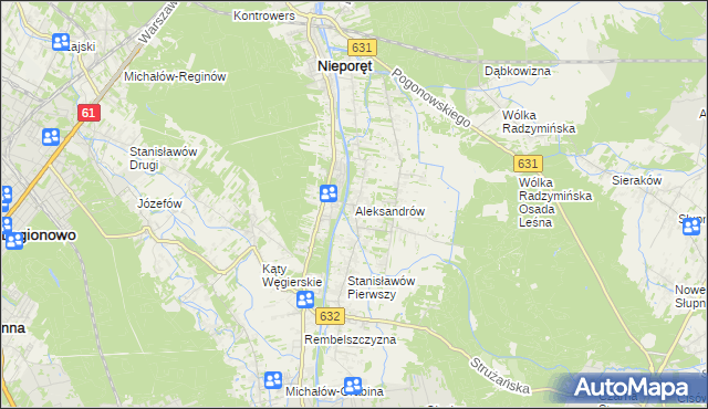 mapa Aleksandrów gmina Nieporęt, Aleksandrów gmina Nieporęt na mapie Targeo