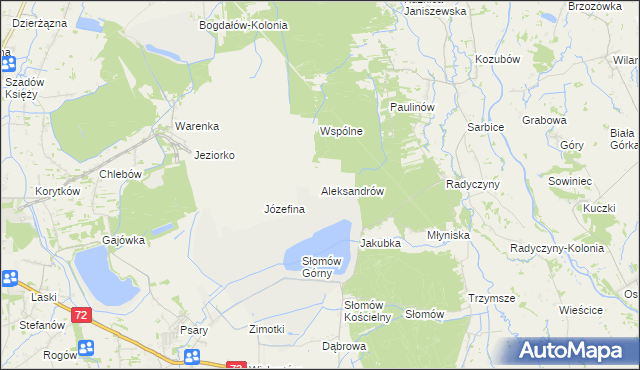 mapa Aleksandrów gmina Przykona, Aleksandrów gmina Przykona na mapie Targeo