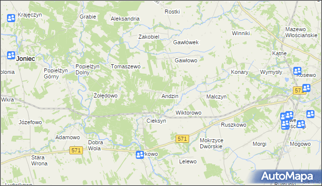 mapa Andzin, Andzin na mapie Targeo