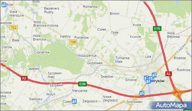 mapa Anielin Swędowski, Anielin Swędowski na mapie Targeo
