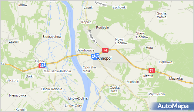 mapa Annopol powiat kraśnicki, Annopol powiat kraśnicki na mapie Targeo