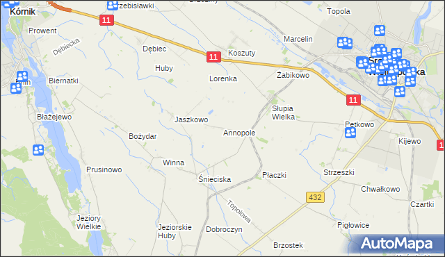mapa Annopole gmina Środa Wielkopolska, Annopole gmina Środa Wielkopolska na mapie Targeo