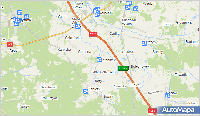 mapa Antoninek gmina Kołbiel, Antoninek gmina Kołbiel na mapie Targeo