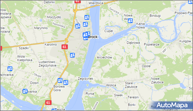 mapa Arciechów gmina Radzymin, Arciechów gmina Radzymin na mapie Targeo